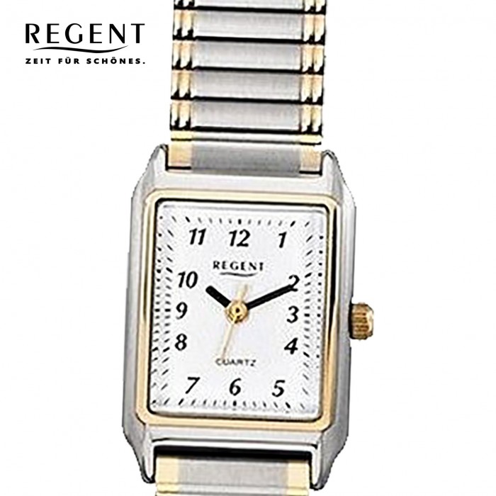 Regent Damen Armbanduhr URF460 gold Quarz-Uhr Metall silber Analog F-460