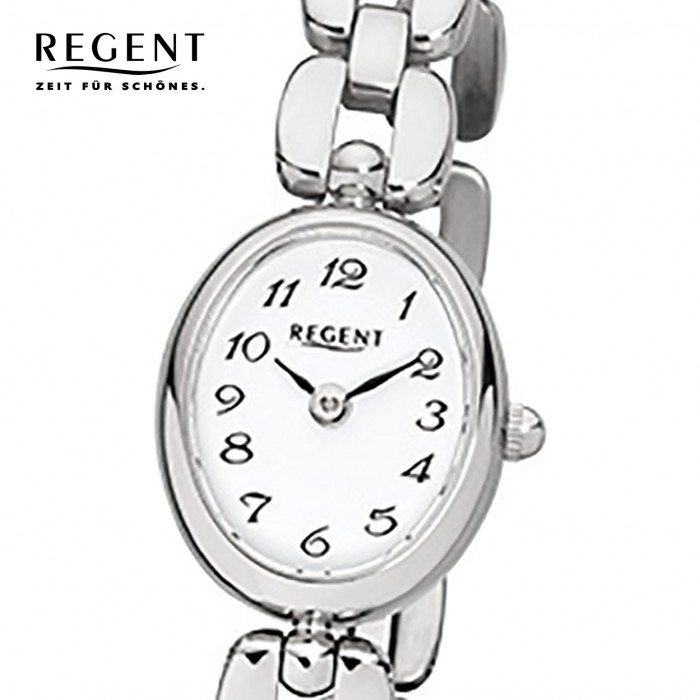 Regent Damen-Armbanduhr F-966 Quarz-Uhr URF966 Mini silber Stahl-Armband