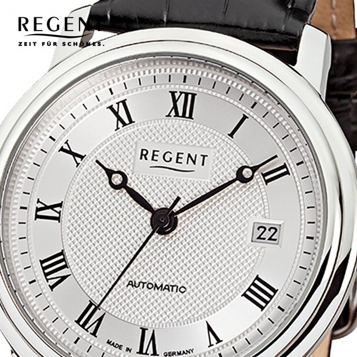 Regent Herren Armbanduhr Analog GM-1431 schwarz Automatik-Uhr URGM1431 Leder