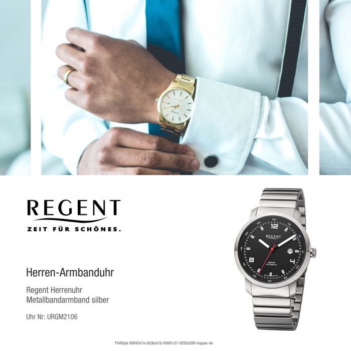 silber Automatik Armbanduhr Analog Metallband Herren URGM2106 GM-2106 Regent