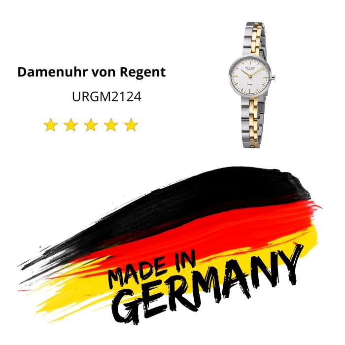 Regent Damen Armbanduhr Analog GM-2124 URGM2124 Titanband Quarz-Uhr bicolor